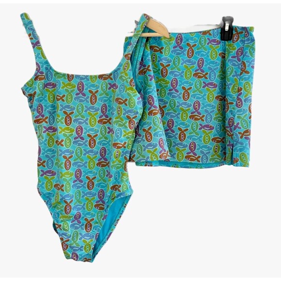 Fresh Produce Other - Fresh Produce Swimsuit & Skirt Size 6 8 Splash Fish Beach Coastal One Piece Set!